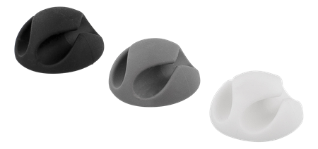 Deltaco självhäftande kabelhållare i gummi, 6-pack, svart/vit/grå